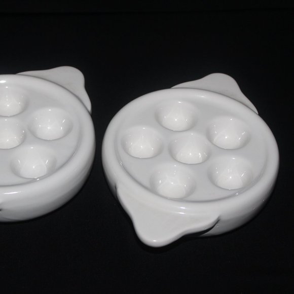 Pair of White Snail Plates | Vintage Escargot Plates - Picture 3 of 9